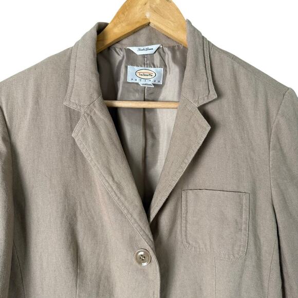 Talbots 100% Irish Linen Blazer Tan Beige Three-Button Fully Lined, Size 12P - Picture 4 of 9